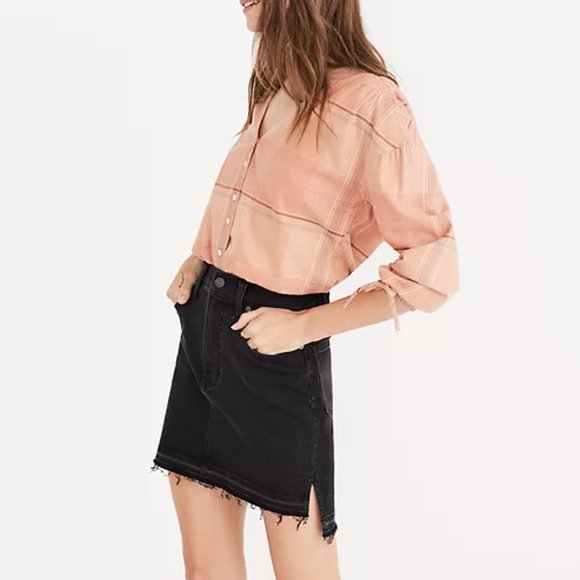 Madewell Step-Hem Stretch Jean Skirt, Washed Black, 26 - Picture 2 of 6